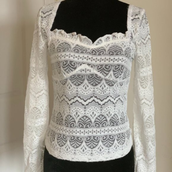 Sweetheart Lace Trim Lace Top - Picture 6 of 7